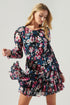 Wild Floral Bubble Sleeve Ruffle Mini Dress