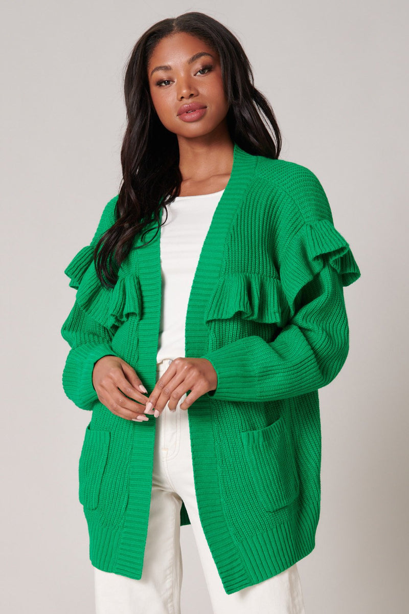 Jolie Ruffle Open Front Cardigan