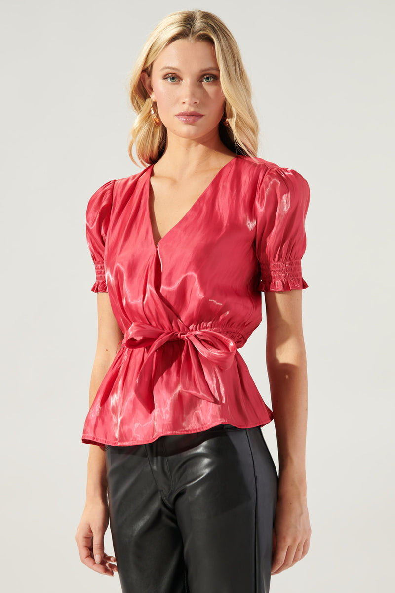 Girls Satin Puff Sleeve Blouse - Red or Ivory – Prim & Saucy Boutique