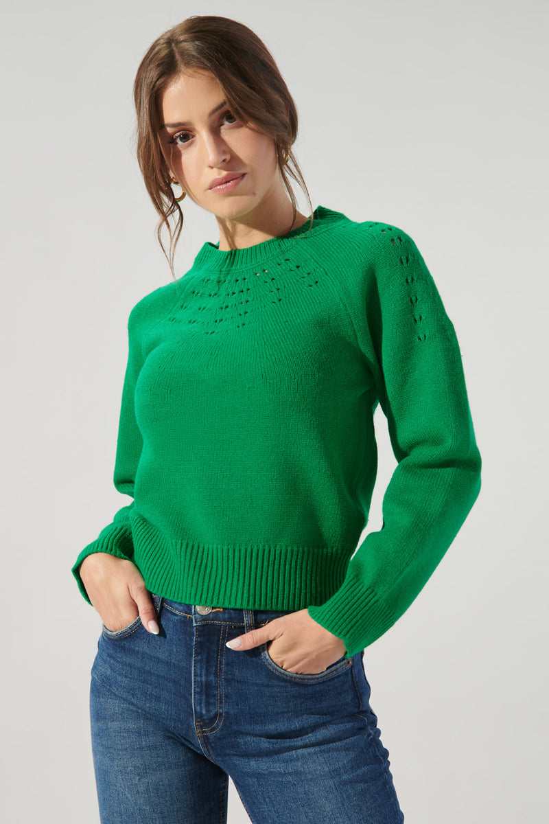 Rubia Gathered Sleeve Pointelle Sweater – Sugarlips