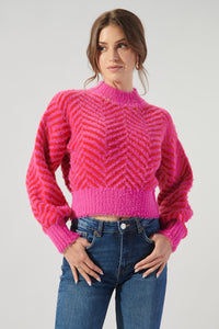 Cheshire Cobalt Eyelash Chevron Sweater