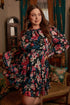 Wild Floral Bubble Sleeve Ruffle Mini Dress Curve