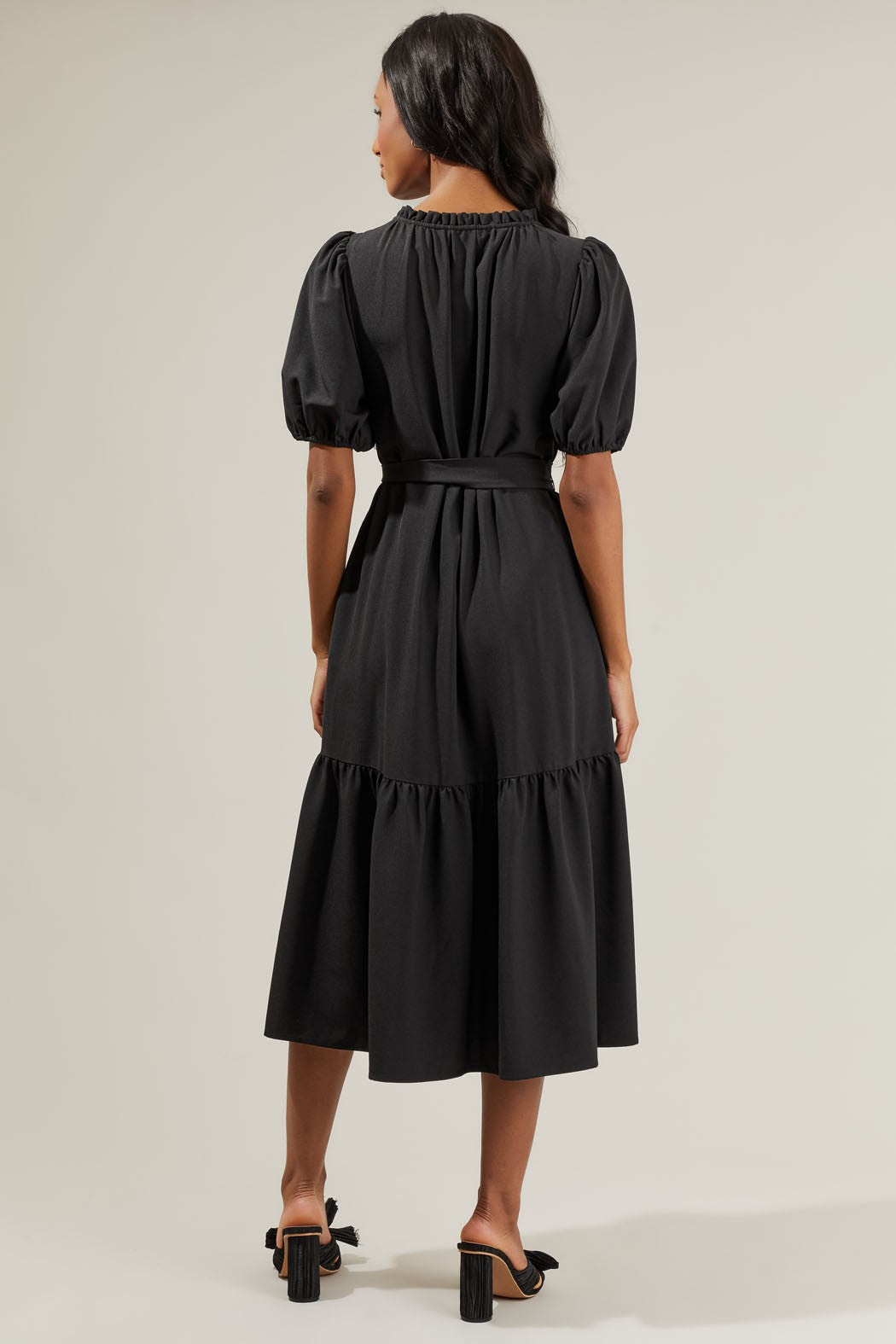 ruffle front midi dress Elvia Ruffle Sleeve Midi Dress - Beryl