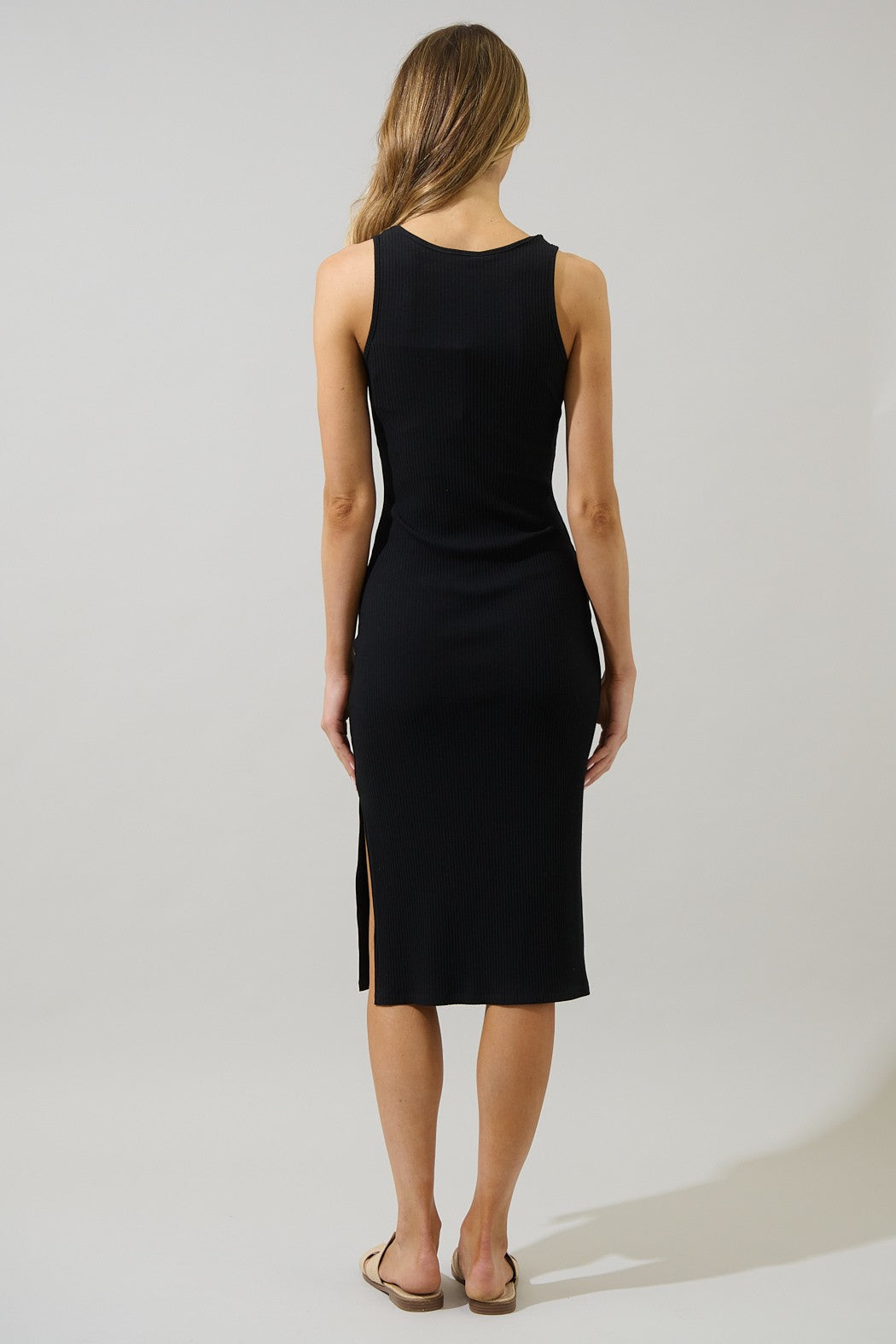 knit tank midi dress Tencel Rib Knit Tank Midi Dress in Carbon Grey