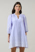 Karlee Eyelet Victoria Shift Split Neck Mini Dress