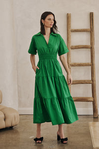 Milah Tiered Collared Maxi Dress