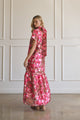 Mersin Floral Dime Organza Mockneck Maxi Dress