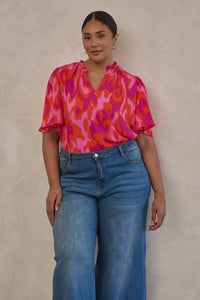Charly Abstract Keira Ruffle Top Curve