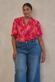 Charly Abstract Keira Ruffle Top Curve