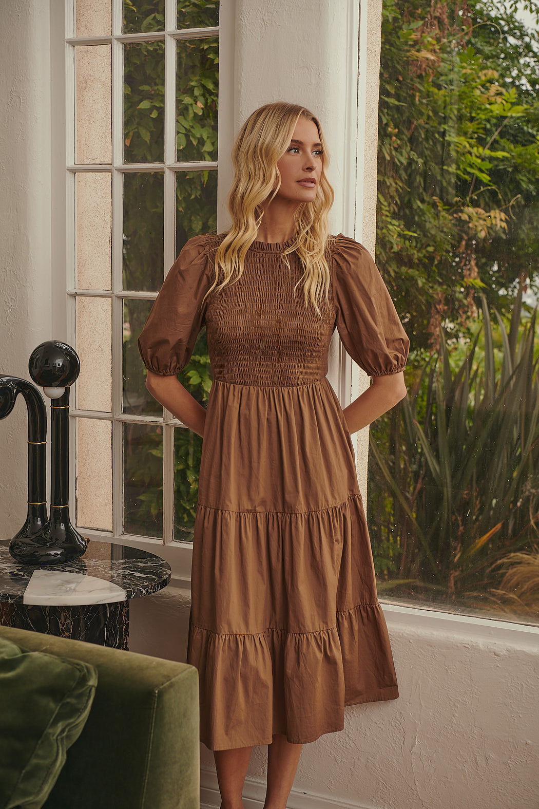 Penza Smocked Tiered Midi Dress Penza Smocked Tiered Midi Dress
