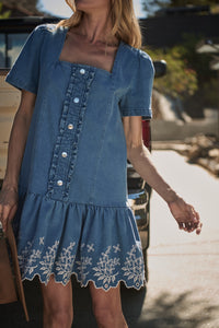 Jamie Denim Embroidered Mini Dress