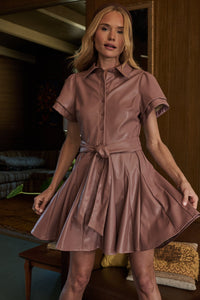 Anisa Leather Pleated Mini Dress
