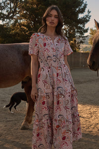 Hendry Floral Palmer Poplin Tiered Maxi Dress
