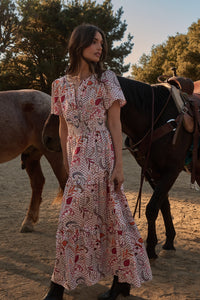 Hendry Floral Palmer Poplin Tiered Maxi Dress
