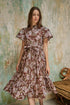 Bellucci Poplin Button Front Tiered Midi Dress Rustic