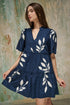 Dixie Split Neck Shift Dress Embroidered Leaf