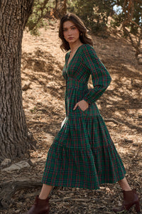 Jace Plaid Shely Button Down Midi Dress