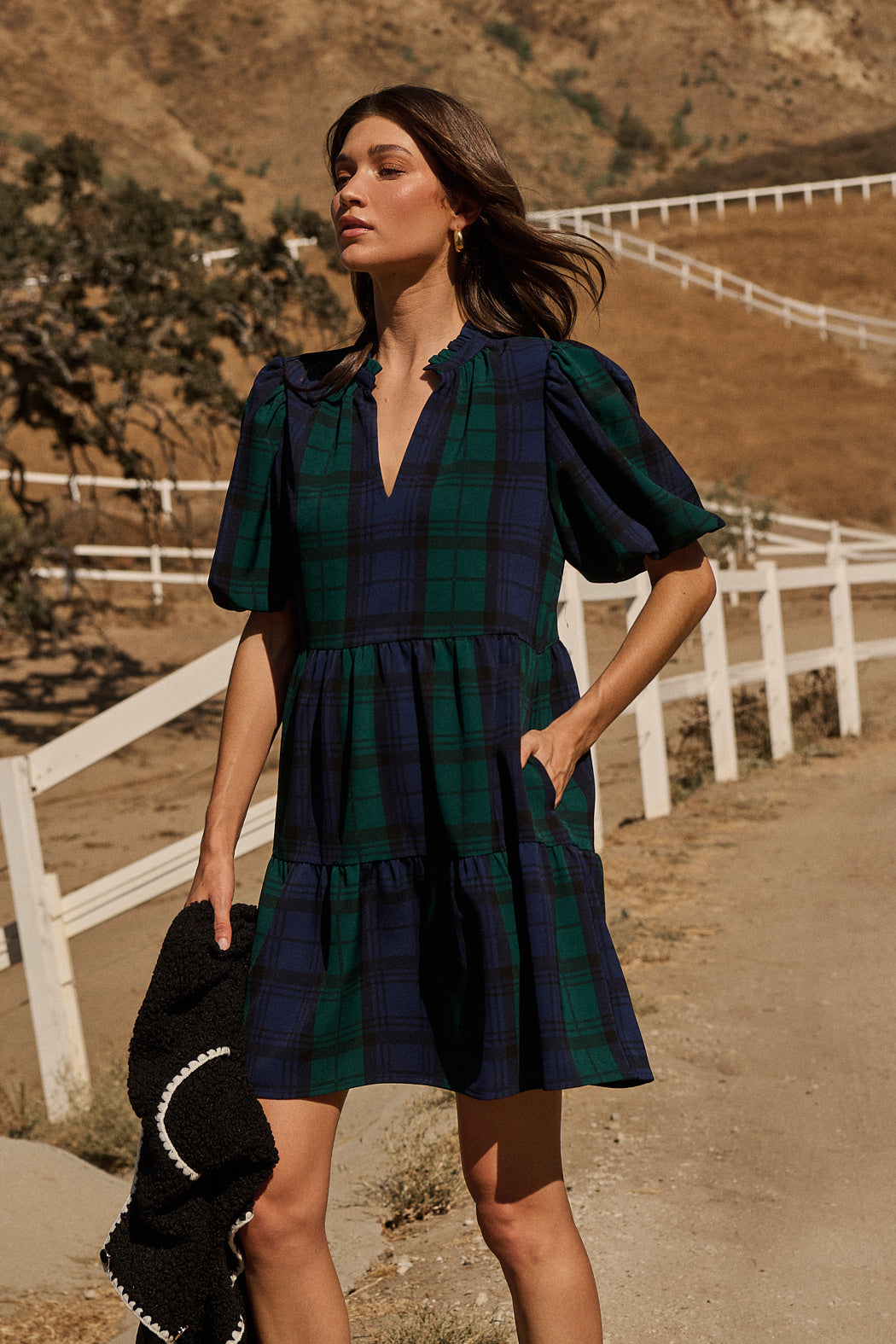 Jacey Babydoll Mini Dress Sugarlips L / Hudson Plaid Jacey Babydoll Mini Dress Sugarlips L / Hudson Plaid