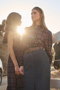 Chapman Plaid Split Neck Top