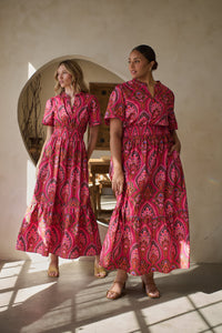 Azura Paisley Belraj Poplin Maxi Dress Curve