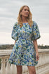 Iris Bubble Sleeves Mini Dress Cienna Jacquard