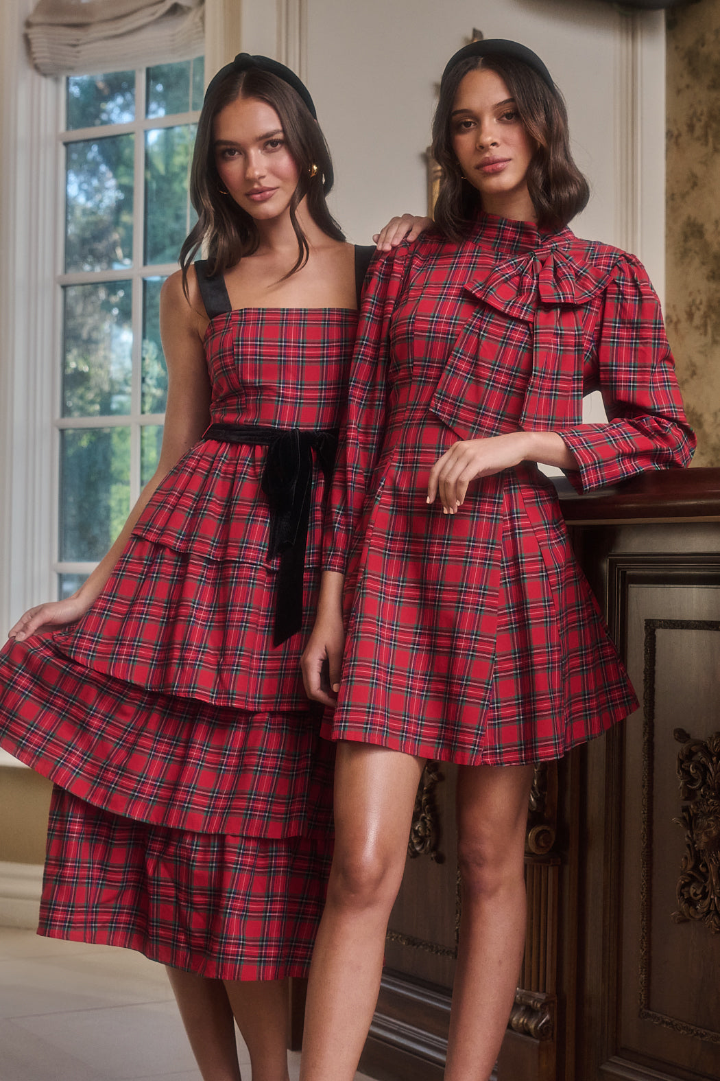 Arvada Plaid Padma Bow Mini Dress RED-MULTI / XS by Sugarlips Arvada Plaid Padma Bow Mini Dress RED-MULTI / XS by Sugarlips