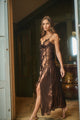 Rina Metallic Bristol Ruched Maxi Dress