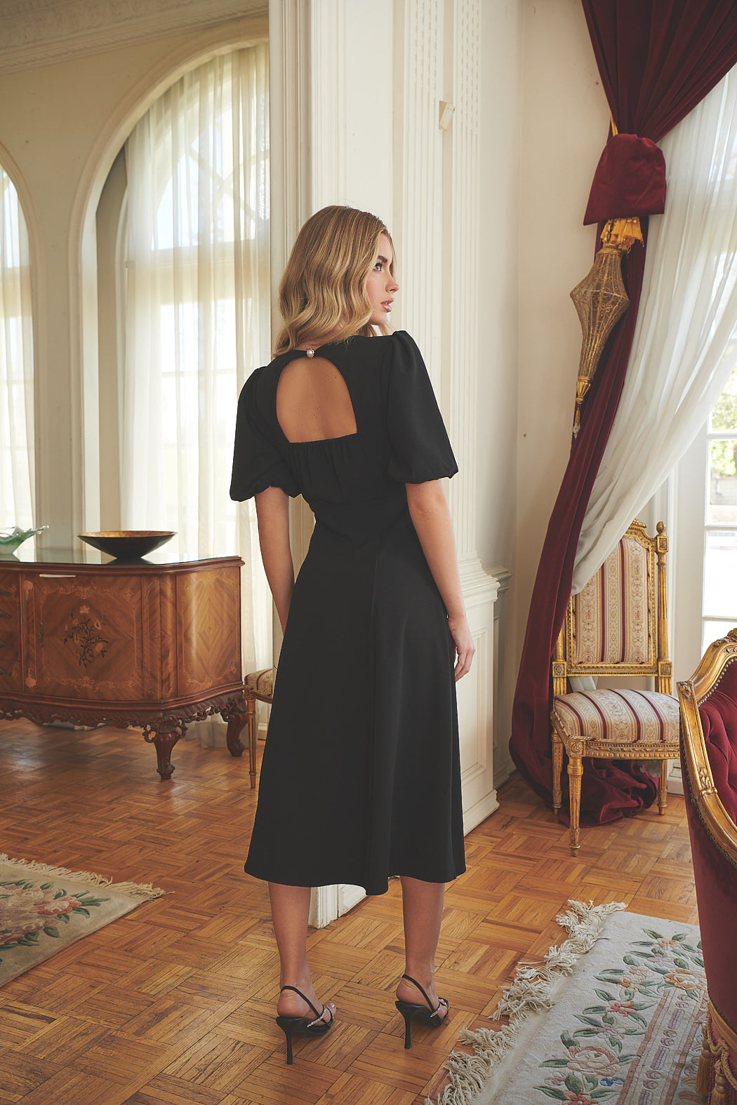 America Puff Sleeve Midi Dress America Puff Sleeve Midi Dress