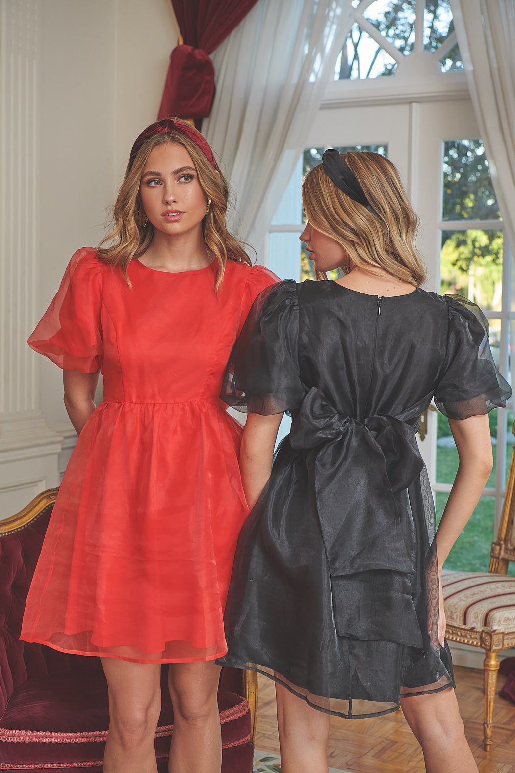 bubble sleeve organza mini dress Lace & Beads balloon sleeve organza mini dress in pink floral