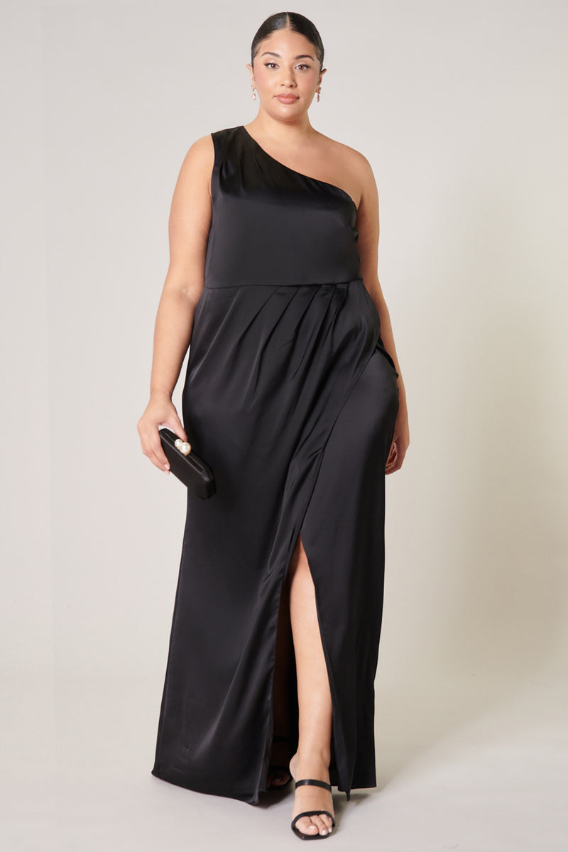 Prestige One Shoulder Asymmetrical Maxi Dress Curve – Sugarlips