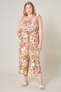 Twiggy Shell Floral Wide Leg Sleeveless Jumpsuit Curve