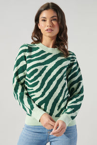 Joelle Zebra High Neck Tuck Sweater