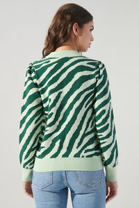 Joelle Zebra High Neck Tuck Sweater