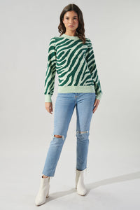 Joelle Zebra High Neck Tuck Sweater