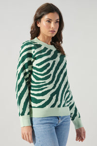 Joelle Zebra High Neck Tuck Sweater