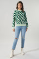 Joelle Zebra High Neck Tuck Sweater