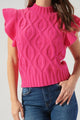 Tatum Flutter Sleeve Cable Knit Sweater Top