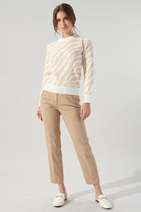 Joelle Zebra High Neck Tuck Sweater