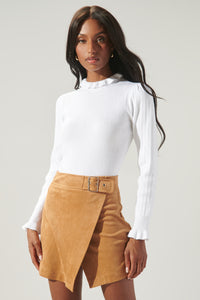 Joeylyn Ribbed Ruffle Sweater Top