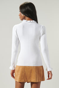 Joeylyn Ribbed Ruffle Sweater Top