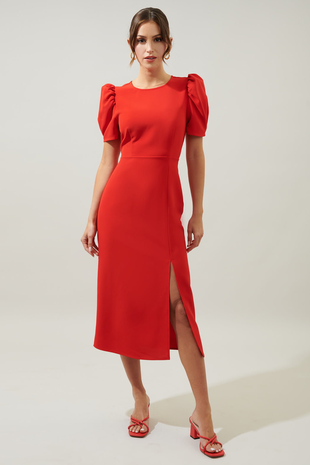 midi sheath dresses with sleeves Women's Sheath Midi Dresses