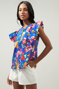 Esby Floral Strokes Vance Button Front Blouse