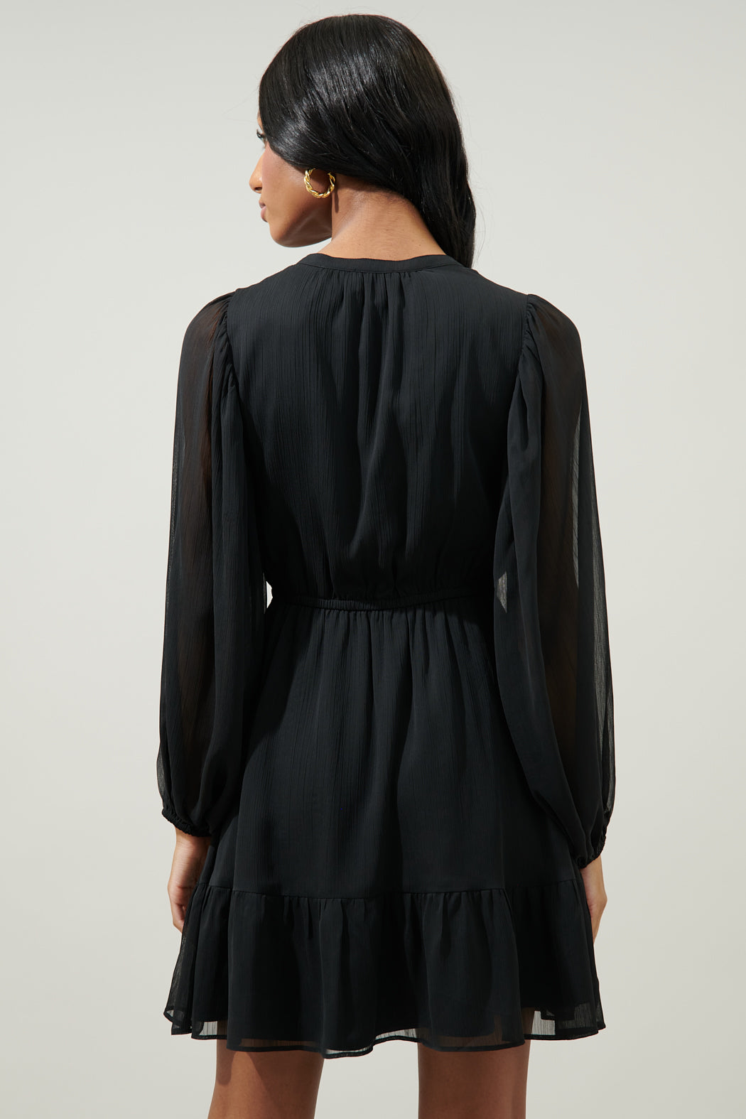 paxton dress with long sleeves Paxton Long Sleeve Dress Celidior Elegant Lace Mini Black White / S