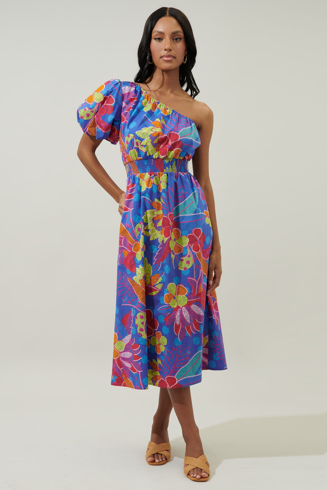 bridgette midi dress Bridgette Mixed Fabric Midi Dress