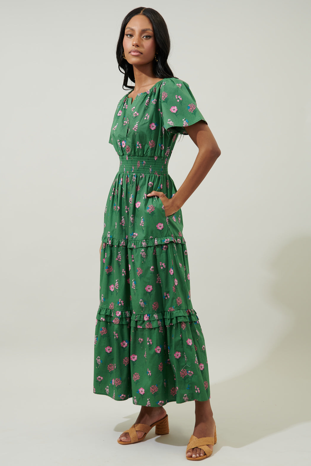 Trini Floral Palmer Poplin Tiered Maxi Dress – Sugarlips