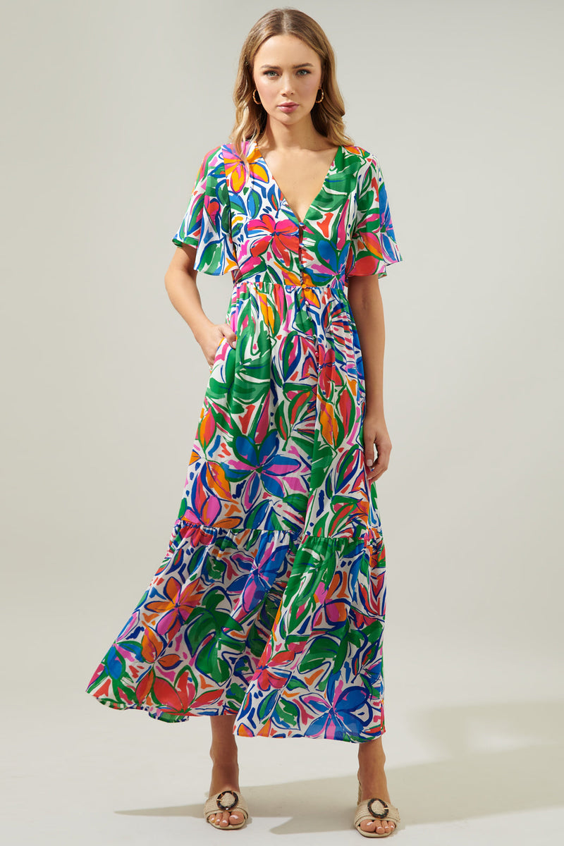 Paradise Falls Pismo Button Down Flutter Maxi Dress – Sugarlips