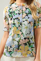 Topanga Floral Tailwind Henley Button Front Blouse