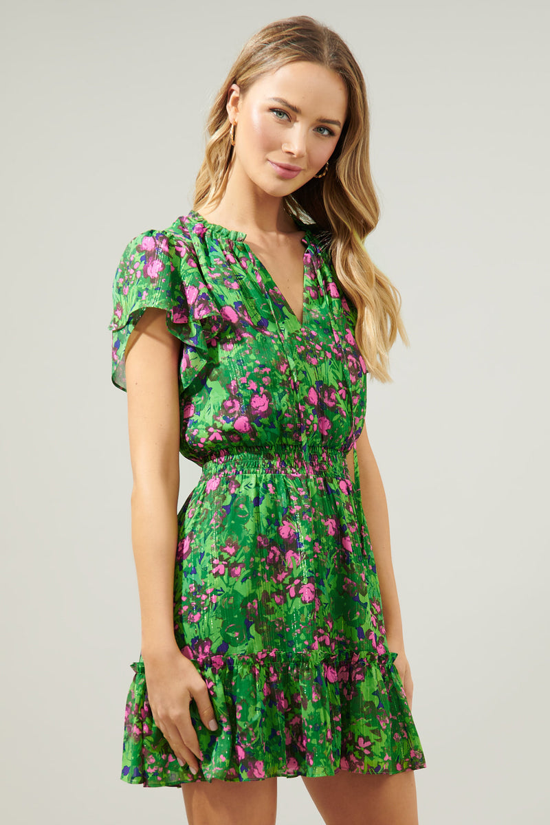 Sugarplum Floral Bumble Ruffle Mini Dress – Sugarlips