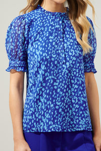 Madeira Abstract Tailwind Henley Button Front Blouse