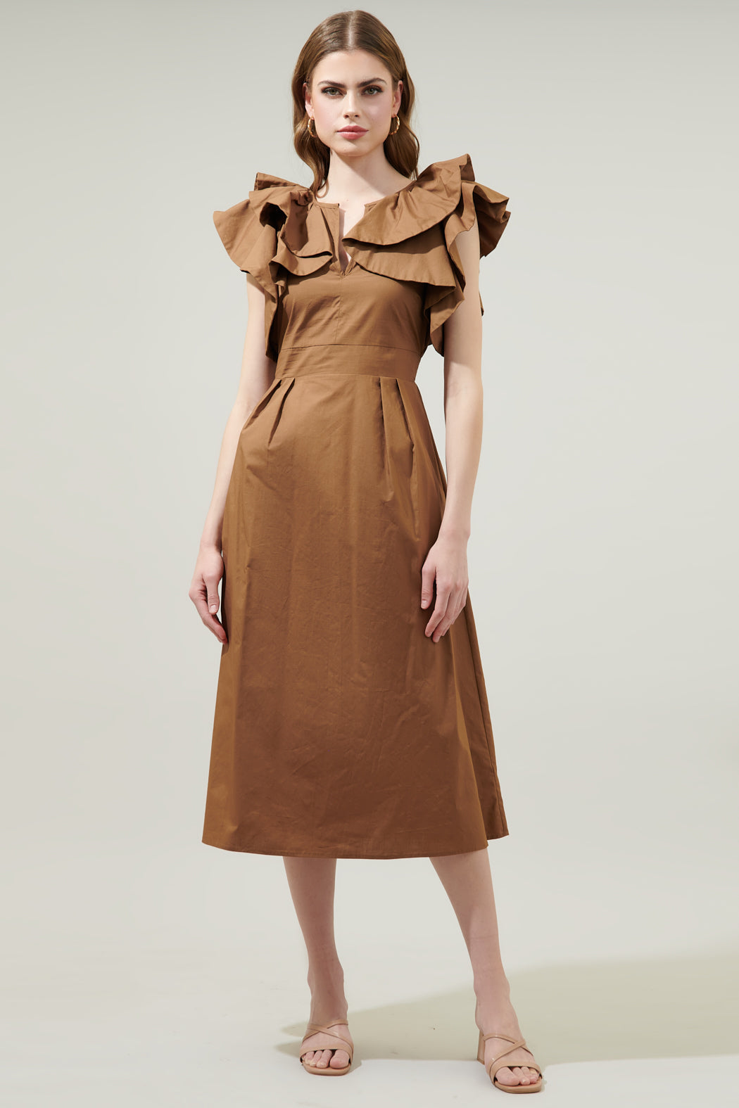 Santana Ruffle Sleeve Tie Back Midi Dress Kelly-Green / S by Sugarlips Santana Ruffle Sleeve Tie Back Midi Dress Kelly-Green / S by Sugarlips
